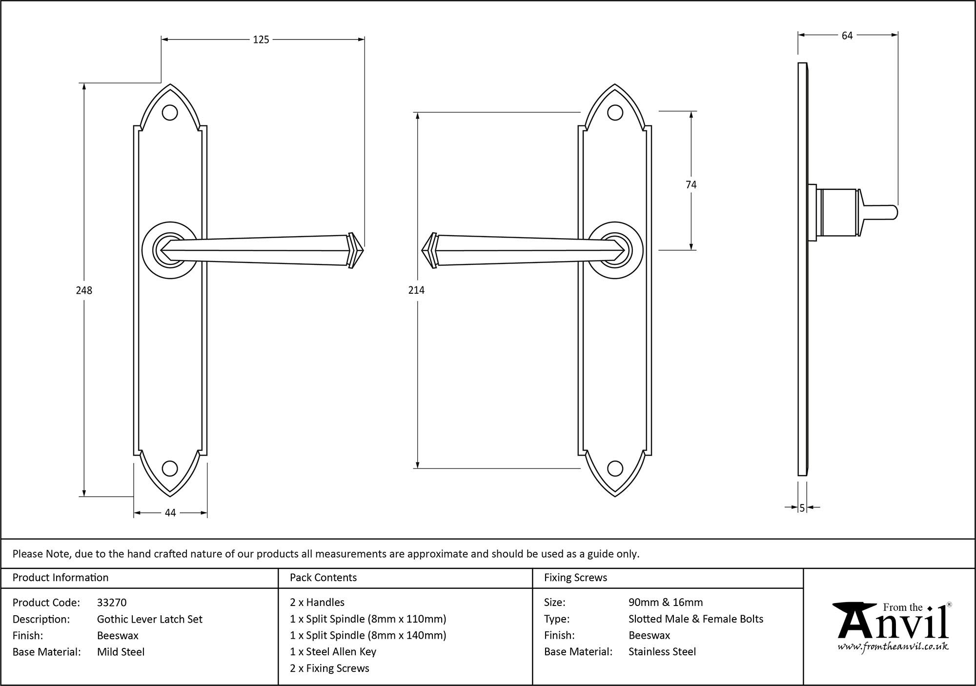 finish Gothic Lever Latch Set | From The Anvil