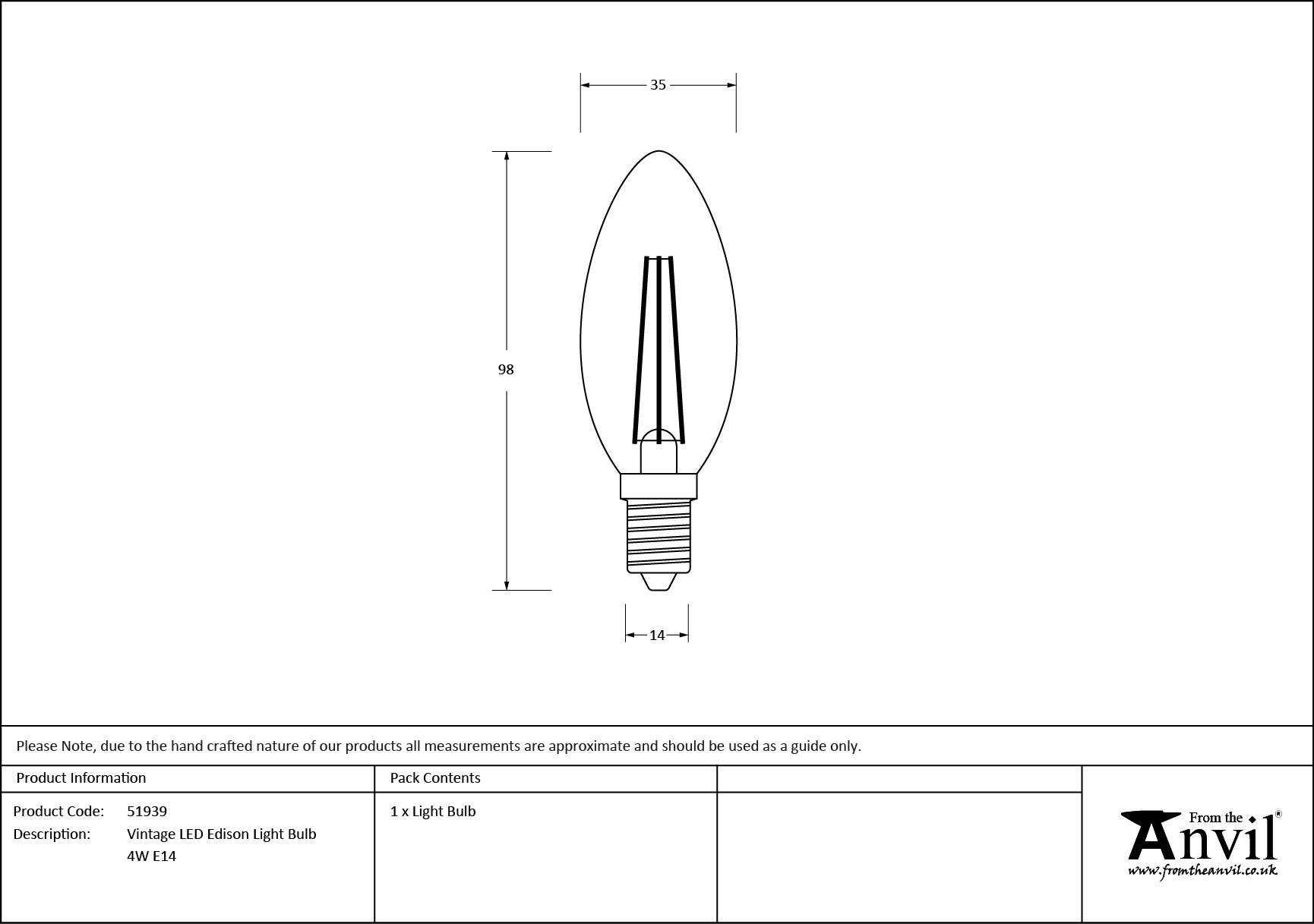 finish Vintage LED Edison Light Bulb - 4W E14 | From The Anvil