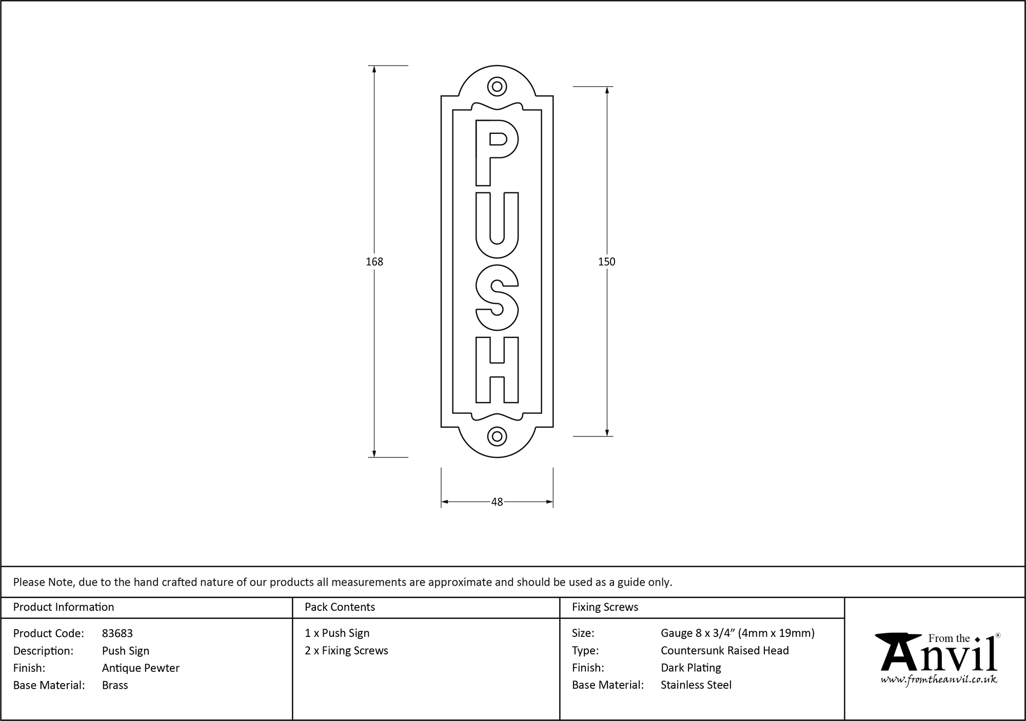finish Push Sign | From The Anvil