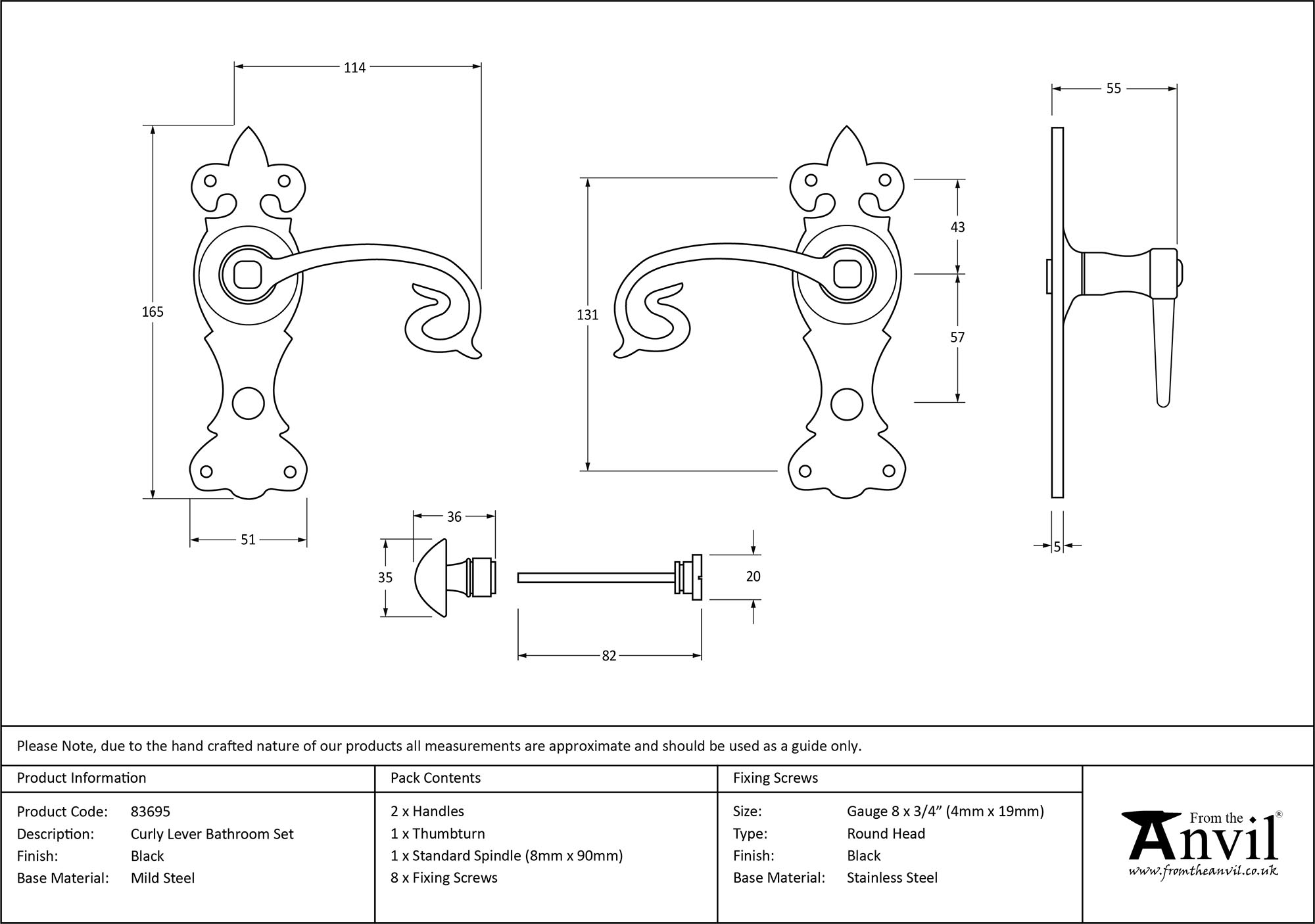 finish Curly Lever Bathroom Set | From The Anvil