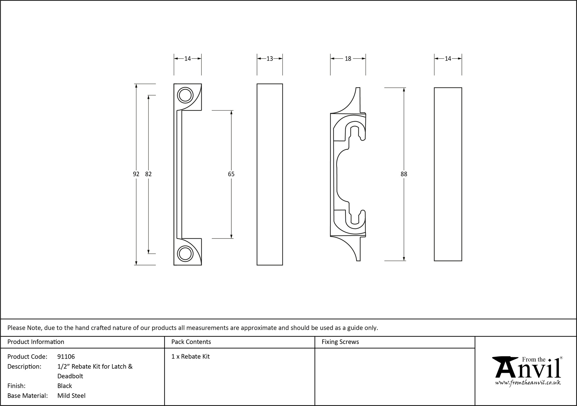 finish ½ Rebate Kit for Latch and Deadbolt | From The Anvil